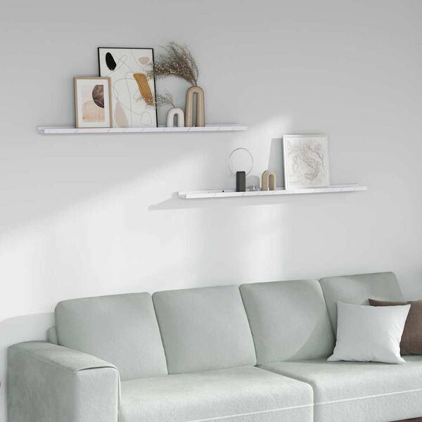 vidaXL &Rho;ά&phi;&iota; &Tau;&omicron;ί&chi;&omicron;&upsilon; &mu;&epsilon; &rho;ά&phi;&iota; 2 pcs &Lambda;&epsilon;&upsilon;&kappa;ό &Mu;ά&rho;&mu;&alpha;&rho;&omicron; 115 x 9 x 3 cm