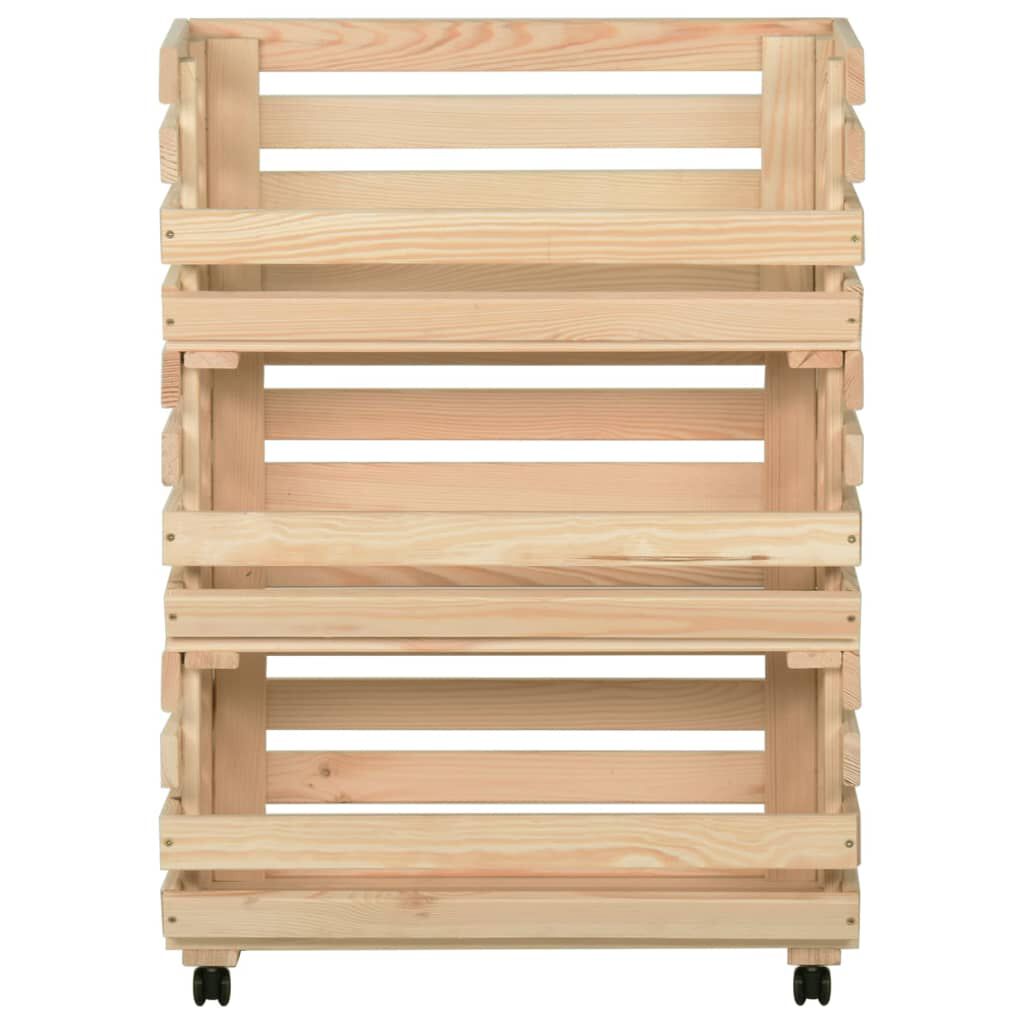 vidaXL Τρόλεϊ Λαχανικών 57 x 30 x 80 εκ. από Μασίφ Ξύλο Πεύκου