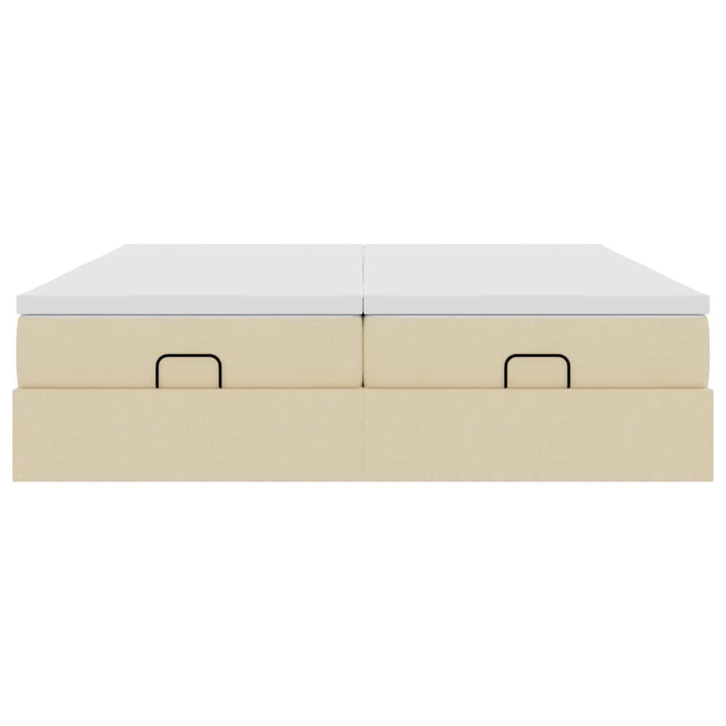 vidaXL Οθωμανικό Κρεβάτι με Στρώματα Κρέμα 200x200cm Ύφασμα