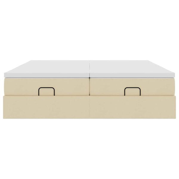 vidaXL Οθωμανικό Κρεβάτι με Στρώματα Κρέμα 200x200cm Ύφασμα