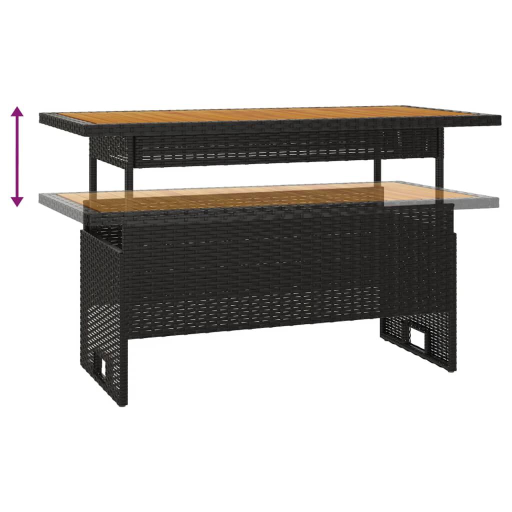 vidaXL Τραπέζι Κήπου Μαύρο 100x50x43/63 εκ. Μασίφ Ακακία & Συνθ. Ρατάν