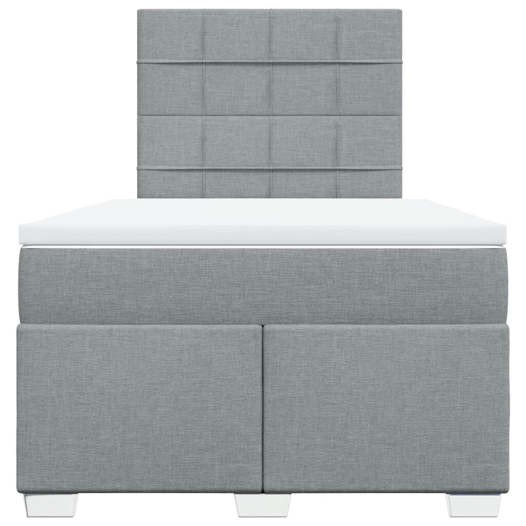 vidaXL Κρεβάτι Boxspring με Στρώμα Ανοιχτό Γκρι 120x190 εκ. Υφασμάτινο