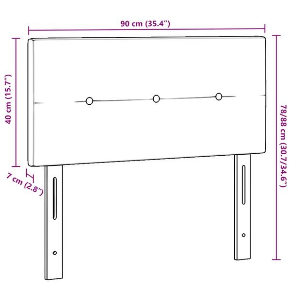 vidaXL Κεφαλάρι LED με Κουμπιά Μπλε 90cm Υφασμάτινο