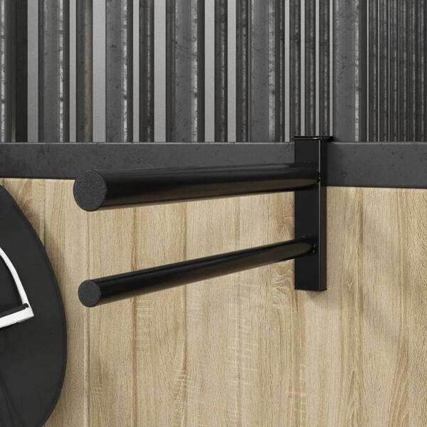 vidaXL Καβαλέτο Σέλας με Διπλό Βραχίονα Φορητό Μαύρο Σιδερένιο