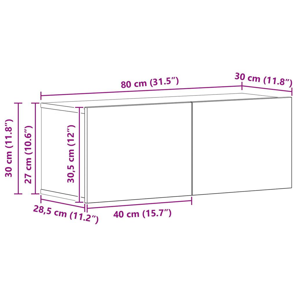 vidaXL Σετ επίπλου τηλεόρασης 8 pcs Μαύρη Δρυς 80 x 30 x 30.5 εκ
