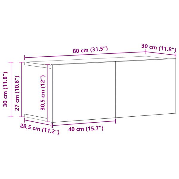 vidaXL Σετ επίπλου τηλεόρασης 8 pcs Μαύρη Δρυς 80 x 30 x 30.5 εκ