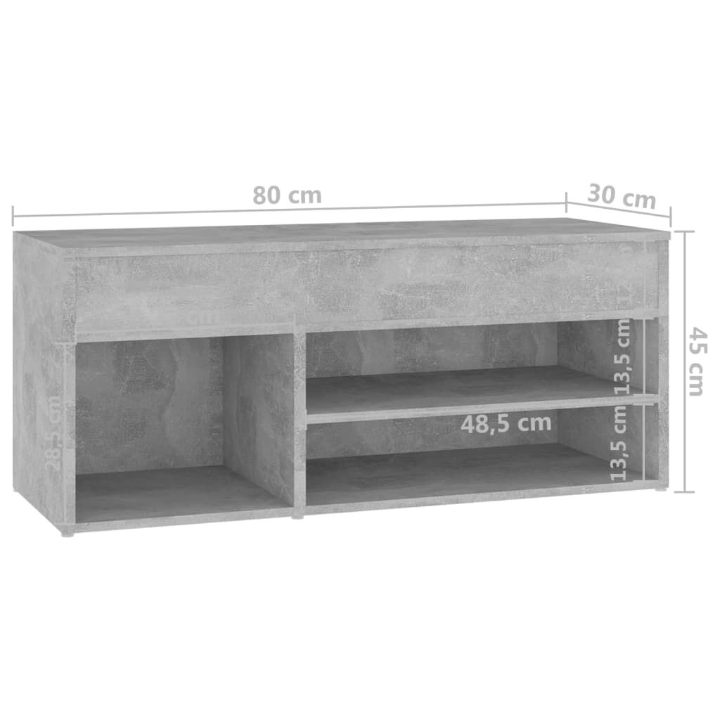 vidaXL Παπουτσοθήκη Γκρι Σκυροδέματος 80 x 30 x 45 εκ. από Επεξ. Ξύλο