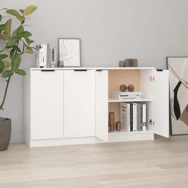 vidaXL Ντουλάπια 2 τεμ. άσπρο 60x30x70 εκ. Επεξεργασμένο Ξύλο