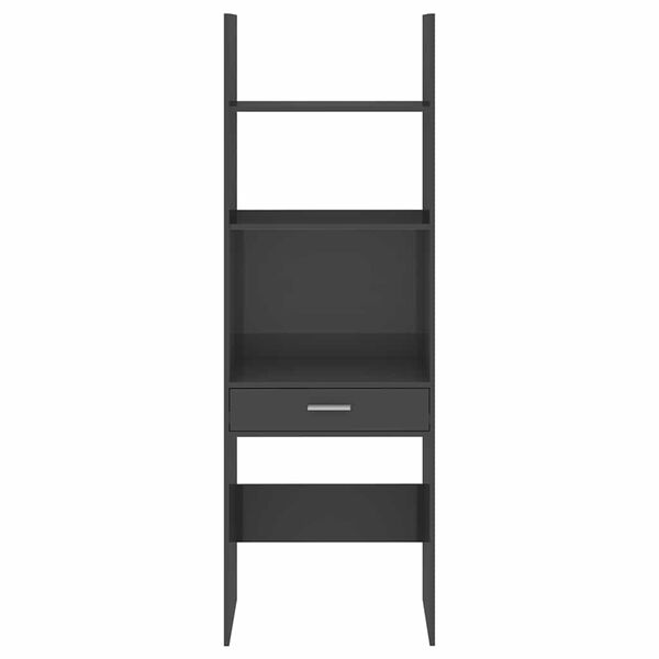 vidaXL Βιβλιοθήκη Γυαλιστερό Γκρι 60 x 35 x 180 εκ. από Επεξ. Ξύλο