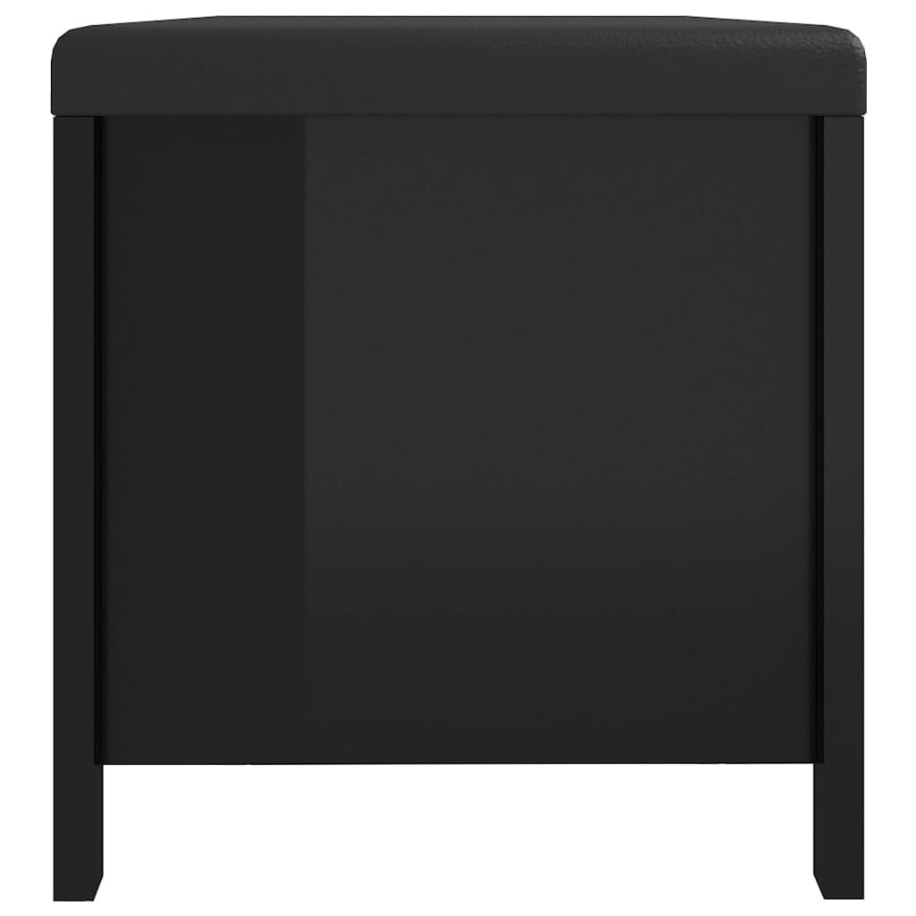 vidaXL Κουτί Αποθήκευσης Γυαλ. Μαύρο 105x40x45εκ Επεξ. Ξύλο & Μαξιλάρι