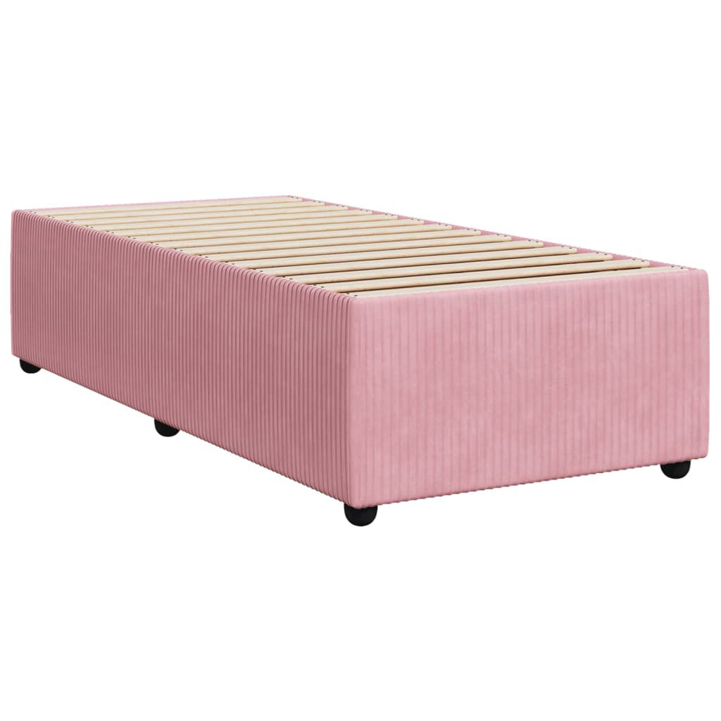 vidaXL Κρεβάτι Boxspring με Στρώμα Ροζ 90x190 εκ. Βελούδινο