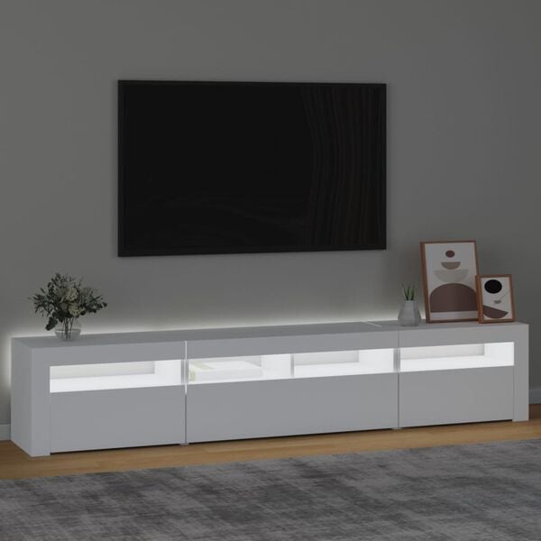 vidaXL Έπιπλο Τηλεόρασης με LED Λευκό 210x35x40 εκ.