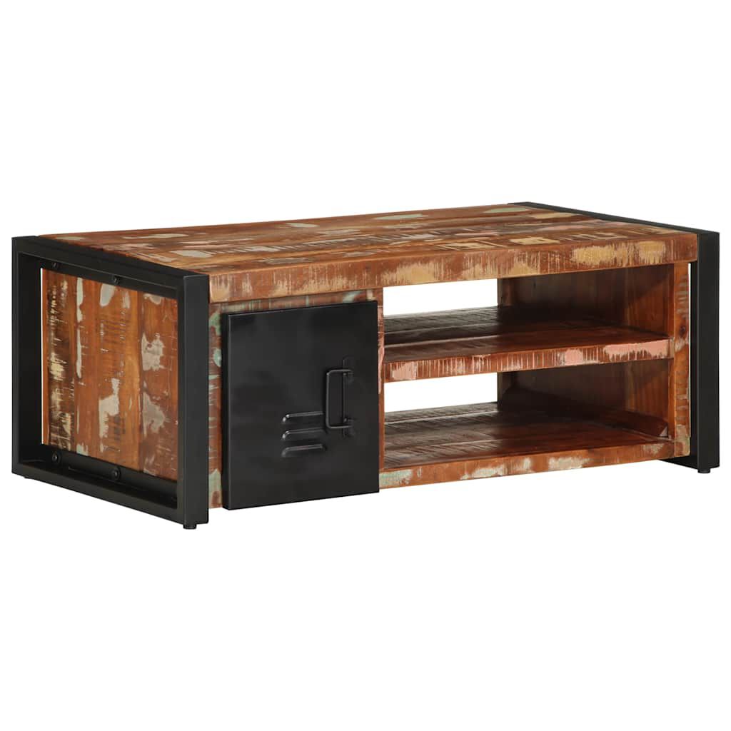 vidaXL Τραπεζάκι σαλονιού πολύχρωμο 90x50x36cm Ξύλο μασίφ αναγεννημένο