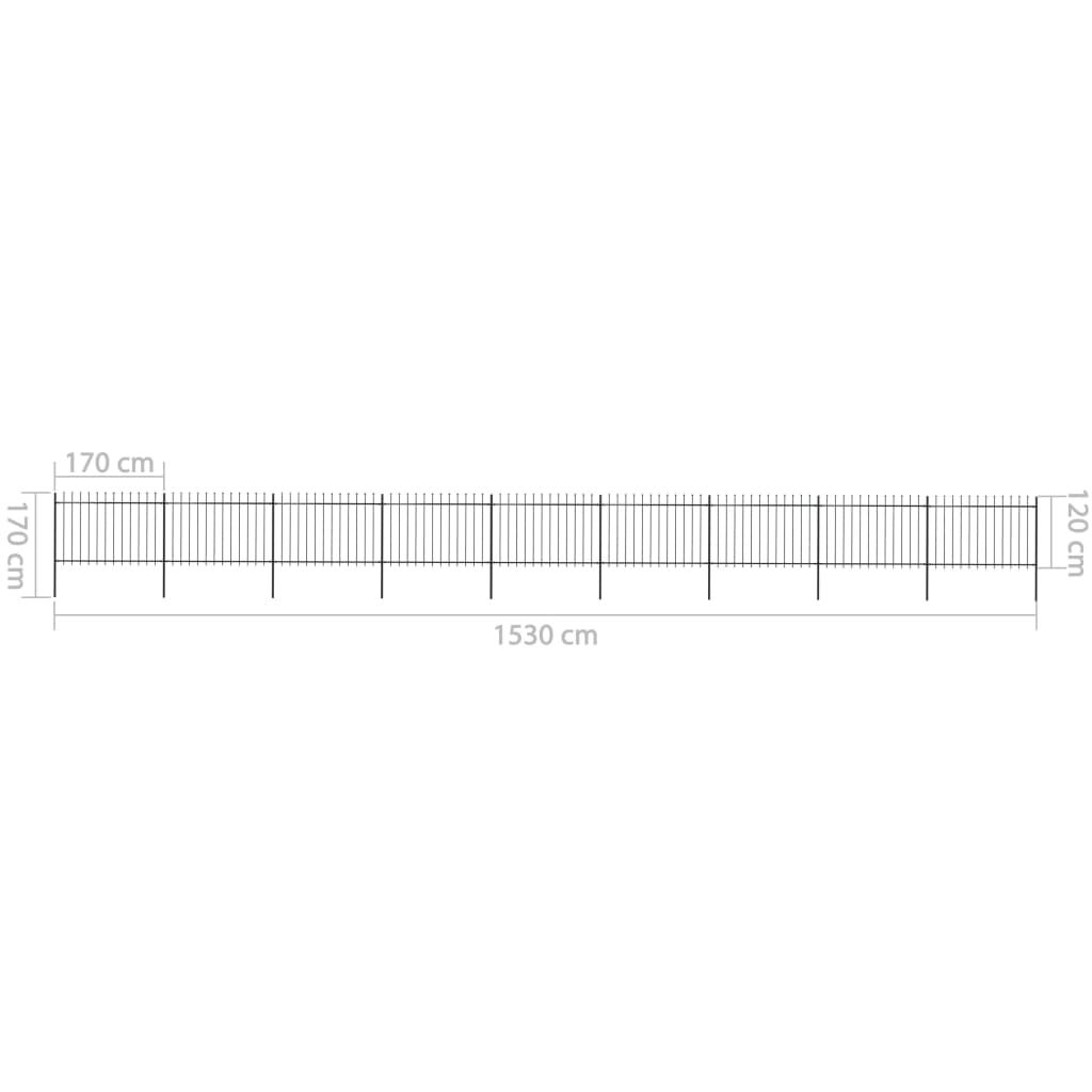 vidaXL Κάγκελα Περίφραξης με Λόγχες Μαύρα 15,3 x 1,2 μ. από Χάλυβα