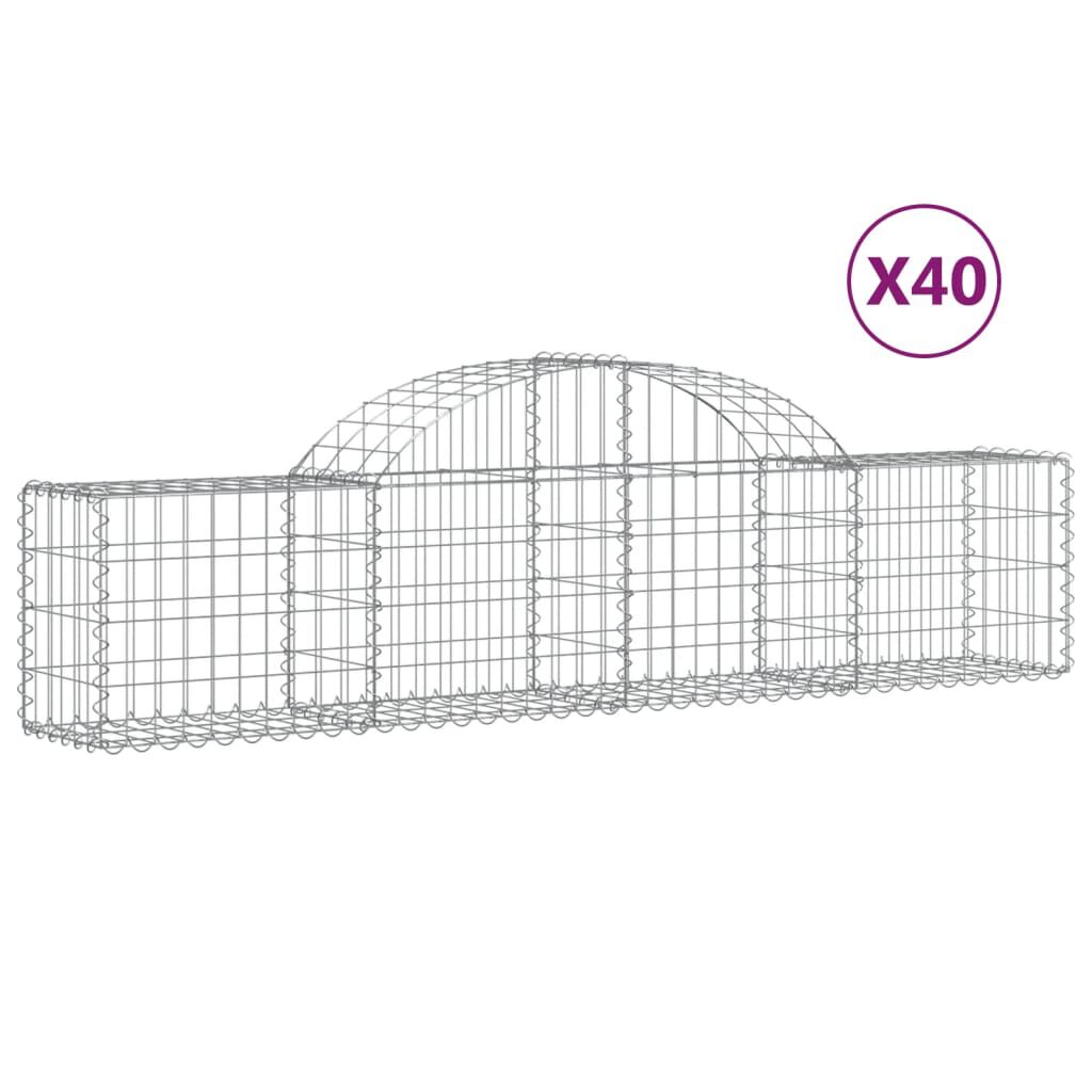 vidaXL Συρματοκιβώτια Τοξωτά 40 τεμ. 200x30x40/60 εκ. Γαλβαν. Ατσάλι