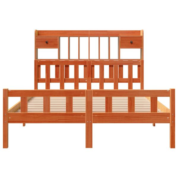 vidaXL Κρεβάτι Βιβλιοθήκη Χωρίς Στρώμα 150x200 εκ Μασίφ Ξύλο Πεύκου