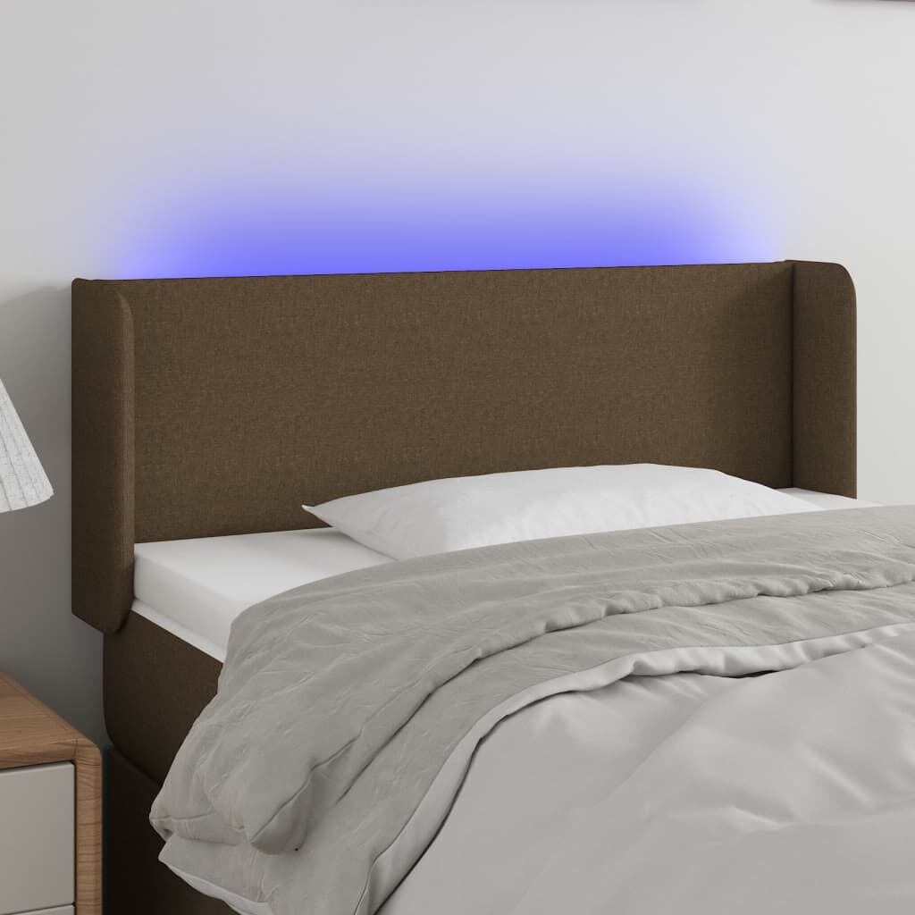 vidaXL Κεφαλάρι Κρεβατιού LED Σκούρο Καφέ 103x16x78/88 εκ. Υφασμάτινο