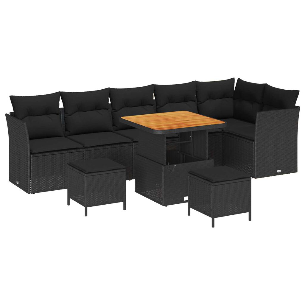 vidaXL Σετ Καναπέ Κήπου 9 pcs Μαύρο συνθετικό ρατάν