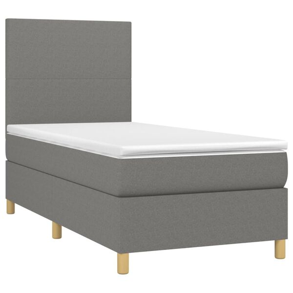 vidaXL Κρεβάτι Boxspring με Στρώμα Σκούρο Γκρι 80x200 εκ. Υφασμάτινο