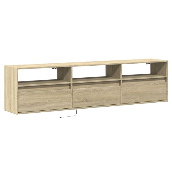 vidaXL Έπιπλο Τοίχου Τηλεόρασης με LED Sonoma Δρυς 180x31x45 εκ.