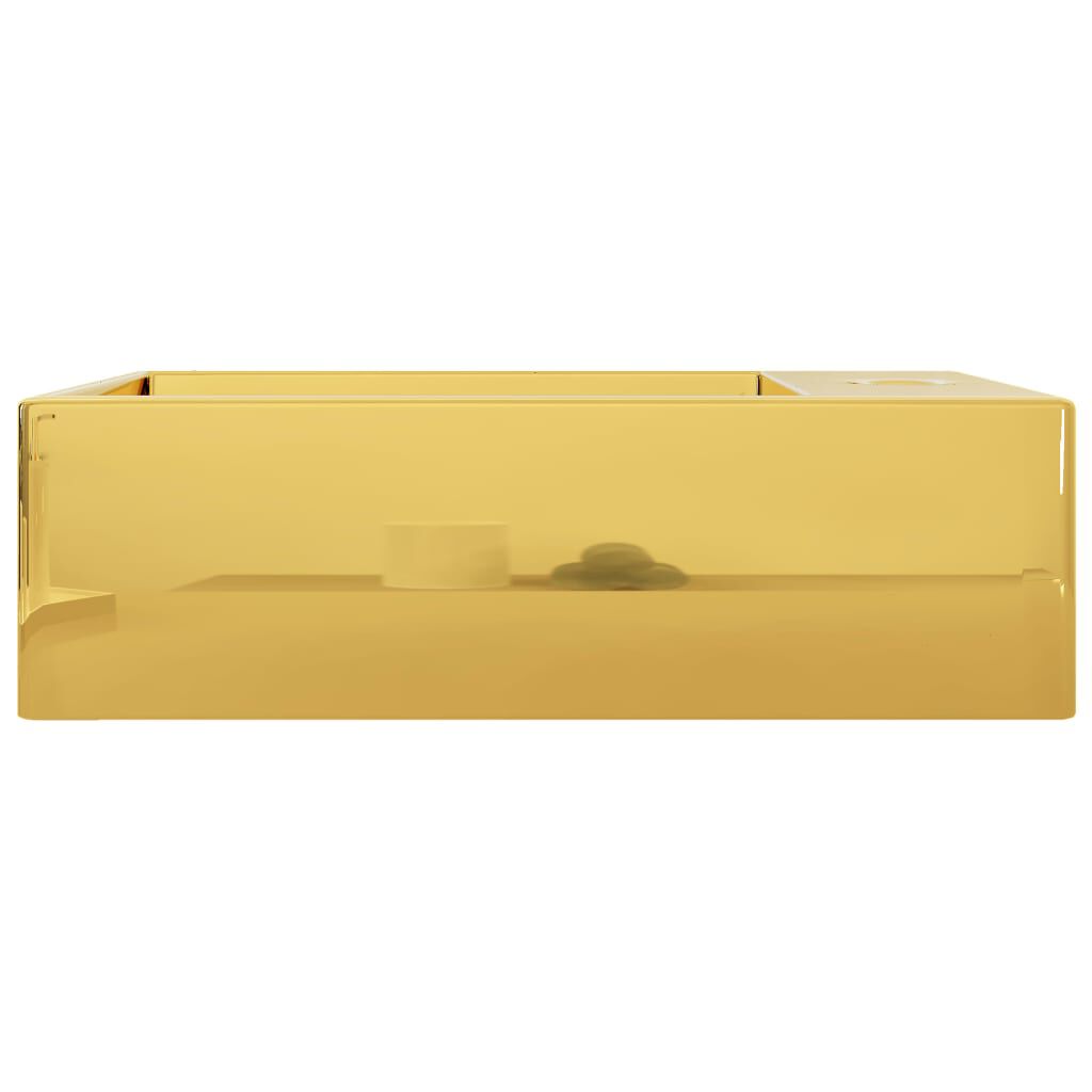 vidaXL Νιπτήρας με Οπή Υπερχείλισης Χρυσός 49x25x15 εκ. Κεραμικός
