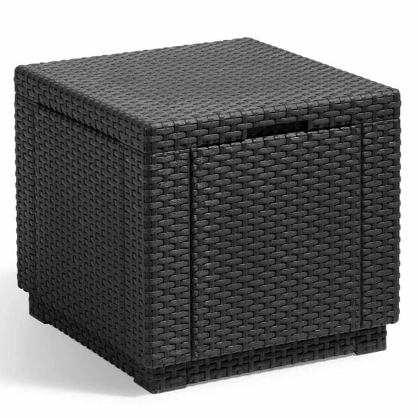 Keter Σκαμπό με Αποθηκευτικό Χώρο Cube Χρώμα Γραφίτης