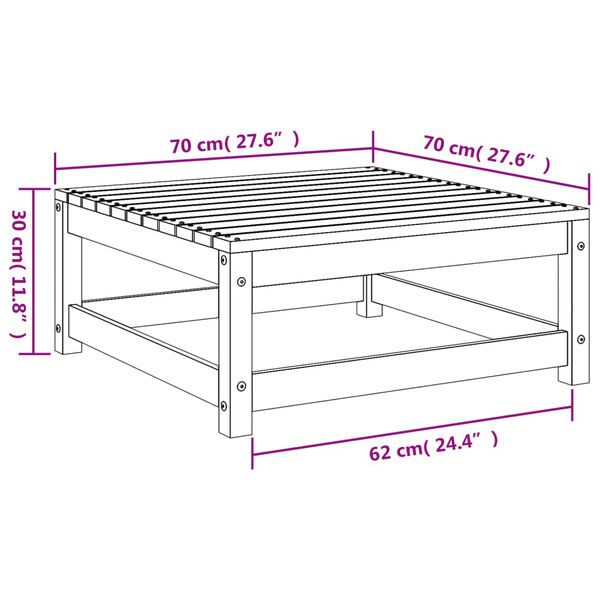 vidaXL Υποπόδιο Κήπου Καφέ 70 x 70 x 30 εκ. από Μασίφ Ξύλο Πεύκου