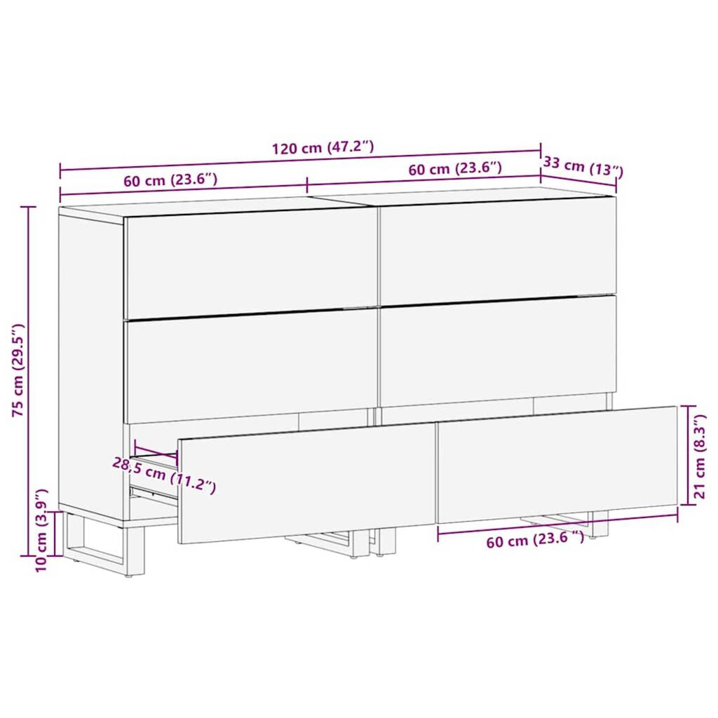 vidaXL Παραδοσιακά Πλευρικά Έπιπλα 2 pcs Καφέ 60 x 33.5 x 75 εκ.