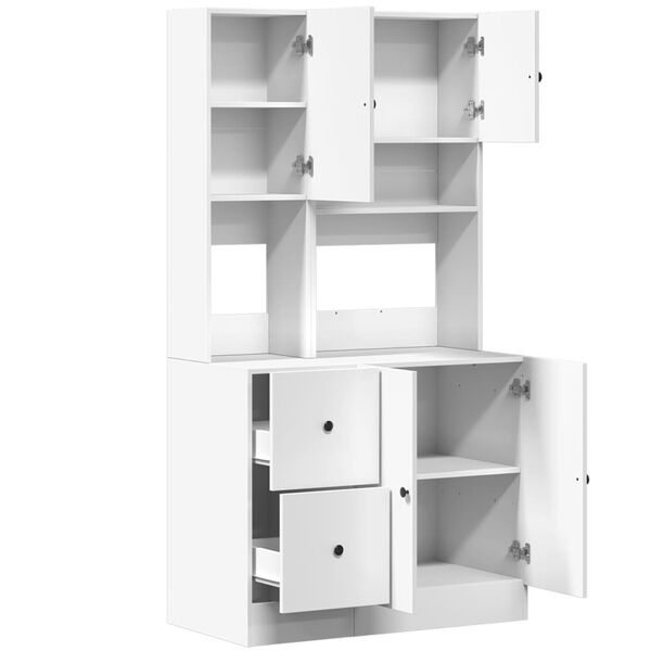 vidaXL Στήλη Κουζίνας Λευκή 95 x 50 x 180 εκ. από Επεξεργασμένο Ξύλο