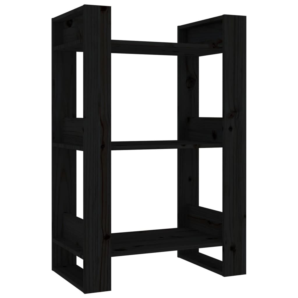 vidaXL Βιβλιοθήκη/Διαχωριστικό Χώρου Μαύρο 60x35x91 εκ. Μασίφ Πεύκο