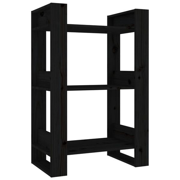 vidaXL Βιβλιοθήκη/Διαχωριστικό Χώρου Μαύρο 60x35x91 εκ. Μασίφ Πεύκο