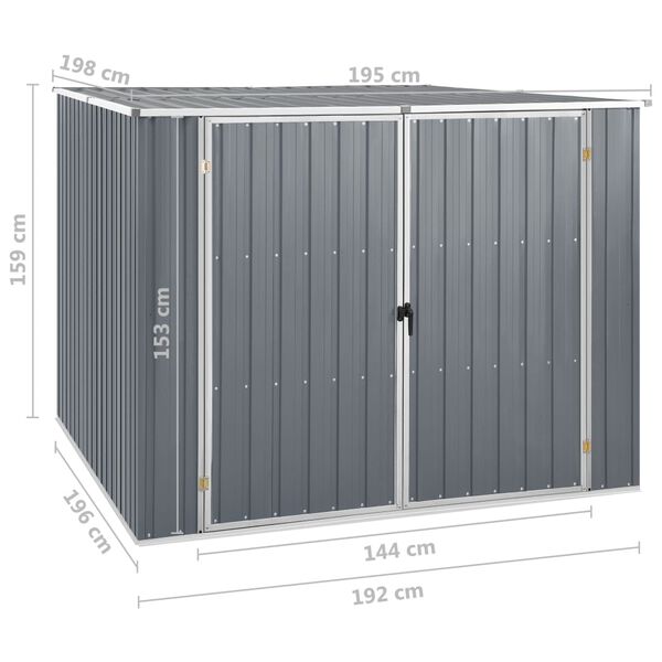 vidaXL Αποθήκη Κήπου Γκρι 195 x 198 x 159 εκ. από Γαλβανισμένο Ατσάλι