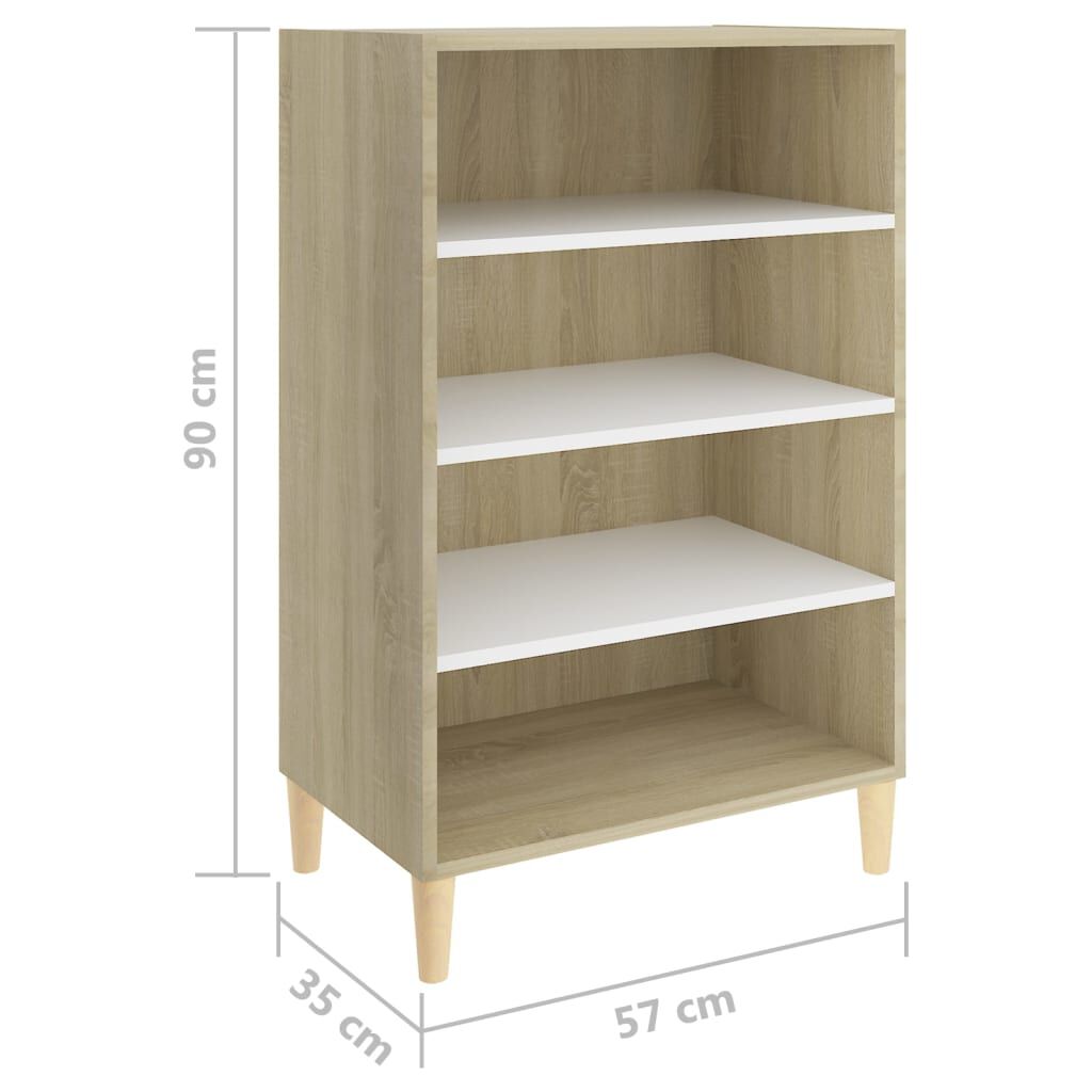 vidaXL Ραφιέρα Λευκό και Sonoma Δρυς 57 x 35 x 90 εκ. από Επεξ. Ξύλο