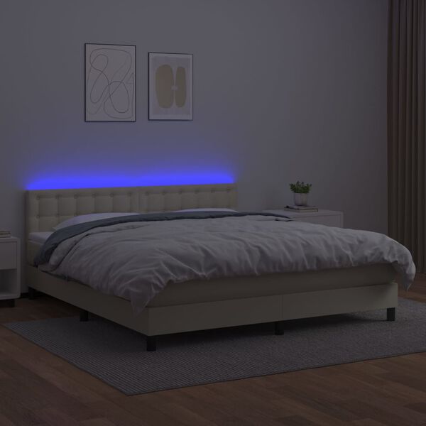 vidaXL &Kappa;&rho;&epsilon;&beta;ά&tau;&iota; Boxspring &mu;&epsilon; &Sigma;&tau;&rho;ώ&mu;&alpha; & LED &Kappa;&rho;&epsilon;&mu; 180x200 &epsilon;&kappa;. &Sigma;&upsilon;&nu;&theta;. &Delta;έ&rho;&mu;&alpha;