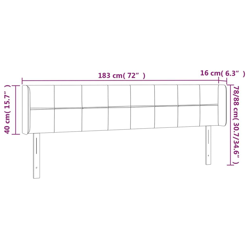 vidaXL Κεφαλάρι Κρεβατιού LED Ροζ 183x16x78/88 εκ. Βελούδινο
