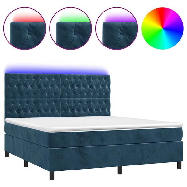 vidaXL &Kappa;&rho;&epsilon;&beta;ά&tau;&iota; Boxspring &mu;&epsilon; &Sigma;&tau;&rho;ώ&mu;&alpha; & LED &Sigma;&kappa;. &Mu;&pi;&lambda;&epsilon; 180x200&epsilon;&kappa;. &Beta;&epsilon;&lambda;&omicron;ύ&delta;&iota;&nu;&omicron;