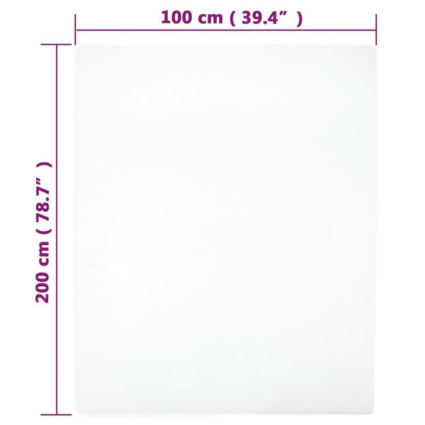 vidaXL Σεντόνια με Λάστιχο 2 τεμ. Λευκά 100x200 εκ. Βαμβακερό Ζέρσεϊ