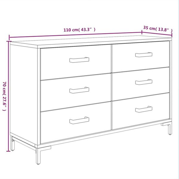 vidaXL Ντουλάπι Μαύρο 110 x 35 x 70 εκ. από Μασίφ Ξύλο Πεύκου