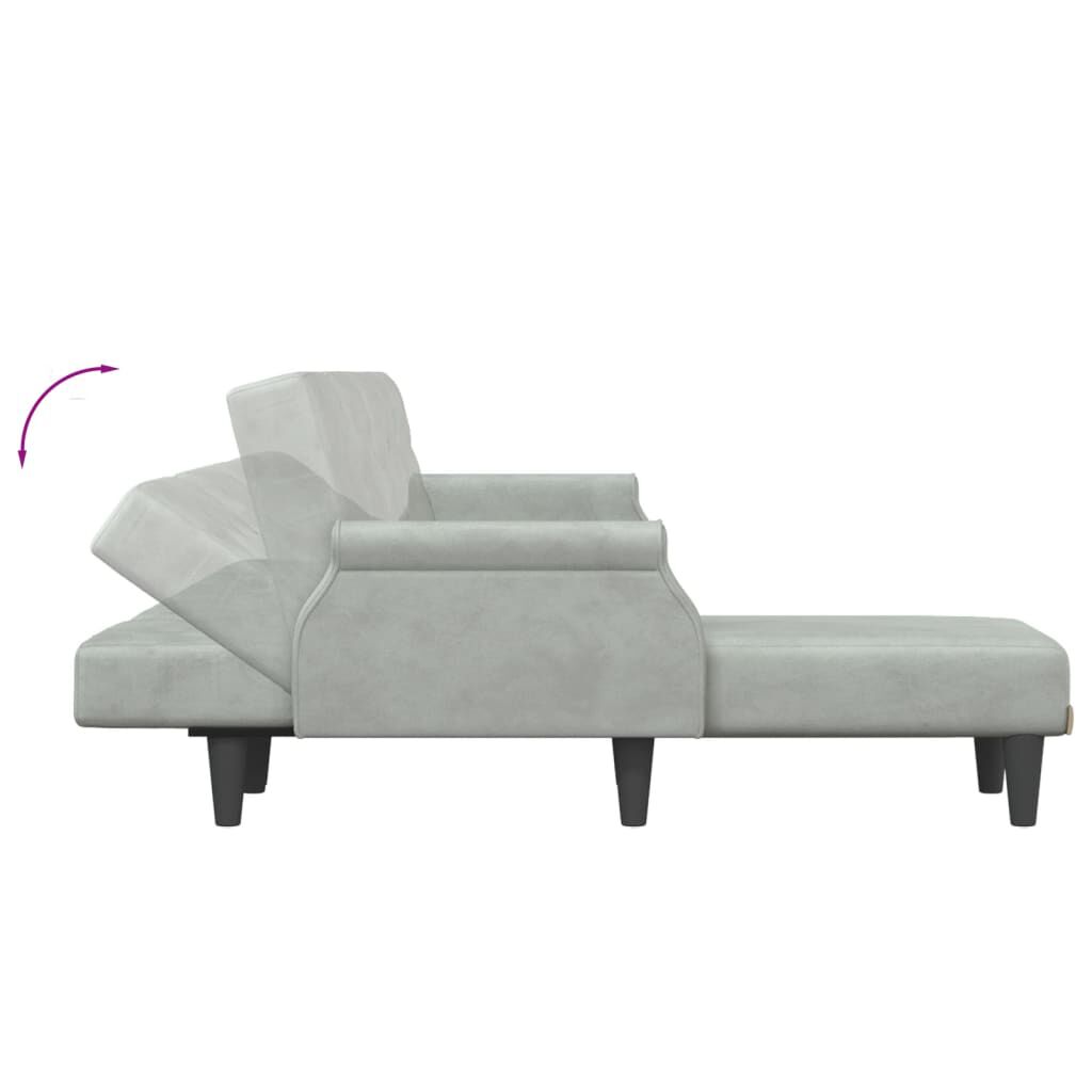 vidaXL Καναπές Κρεβάτι Γωνιακός Αν. Γκρι 271 x 140 x 70 εκ. Βελούδινος