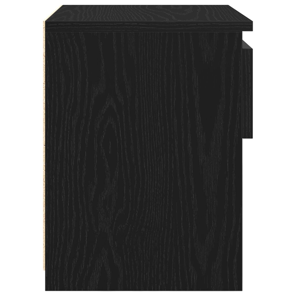 vidaXL Μαύρο Κομοδίνο από Δρυς 40x30x39 εκ. από Επεξεργασμένο Ξύλο