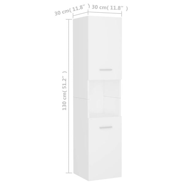 vidaXL Στήλη Μπάνιου Λευκή 30 x 30 x 130 εκ. από Επεξ. Ξύλο