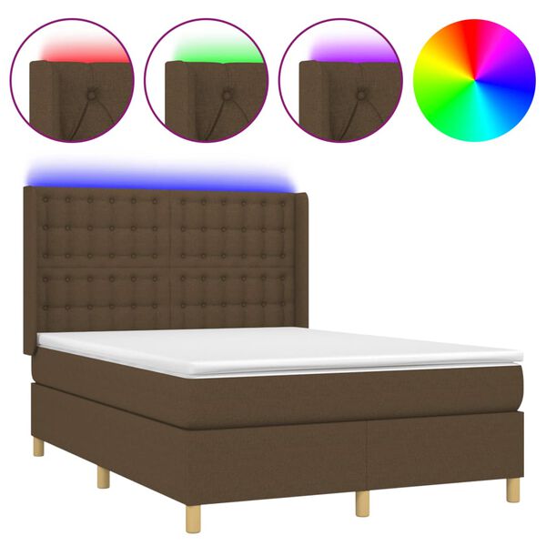 vidaXL &Kappa;&rho;&epsilon;&beta;ά&tau;&iota; Boxspring &mu;&epsilon; &Sigma;&tau;&rho;ώ&mu;&alpha; & LED &Sigma;&kappa;.&Kappa;&alpha;&phi;έ 140x190&epsilon;&kappa;. &Upsilon;&phi;&alpha;&sigma;&mu;ά&tau;&iota;&nu;&omicron;