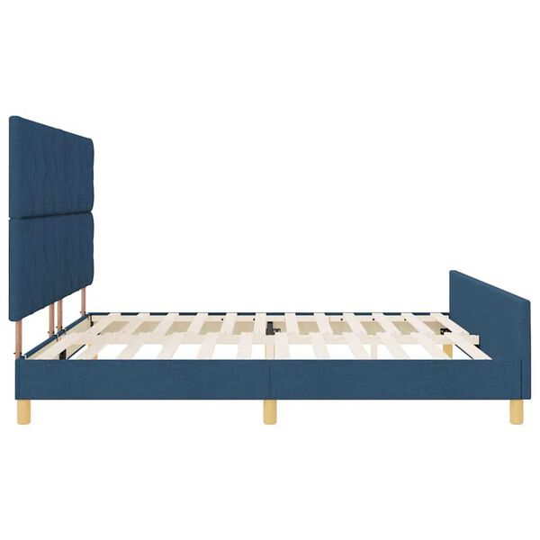 vidaXL Σκελετός Κρεβατιού με κεφαλάρι Μπλε 200 x 200 cm ύφασμα