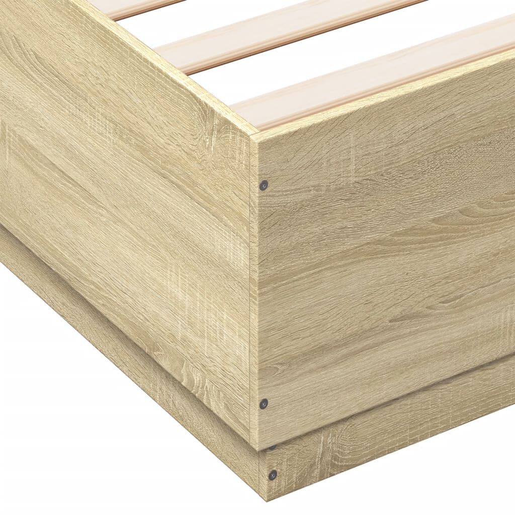 vidaXL Πλαίσιο Κρεβατιού με Φώτα LED Sonoma Δρυς 140x200εκ. Επεξ. Ξύλο
