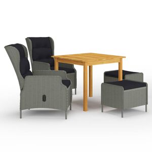 vidaXL Σετ Τραπεζαρίας Κήπου 5 Τεμαχίων Ανοιχτό Γκρι