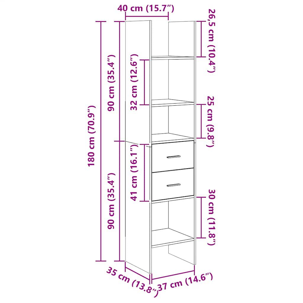 vidaXL Βιβλιοθήκη Χρώμα Sonoma Δρυς 40 x 35 x 180 εκ. από Επεξ. Ξύλο