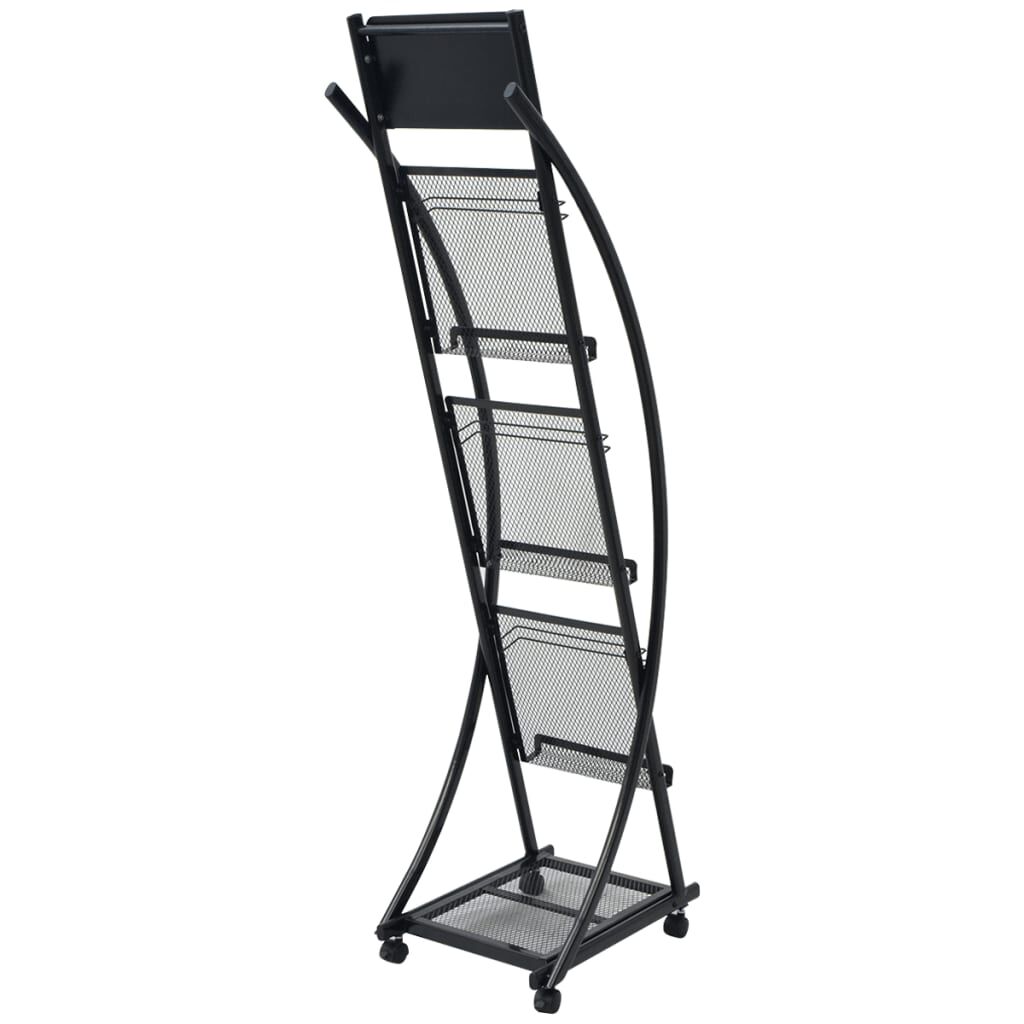 vidaXL Ραφιέρα Περιοδικών Μαύρη A4 40 x 32 x 131 εκ.