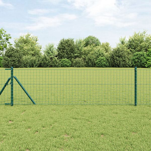 vidaXL Στηλοί φράχτη 26 τεμάχια Πράσινος Ø32 mm 80 cm Γαλβανισμένο Ατσάλι
