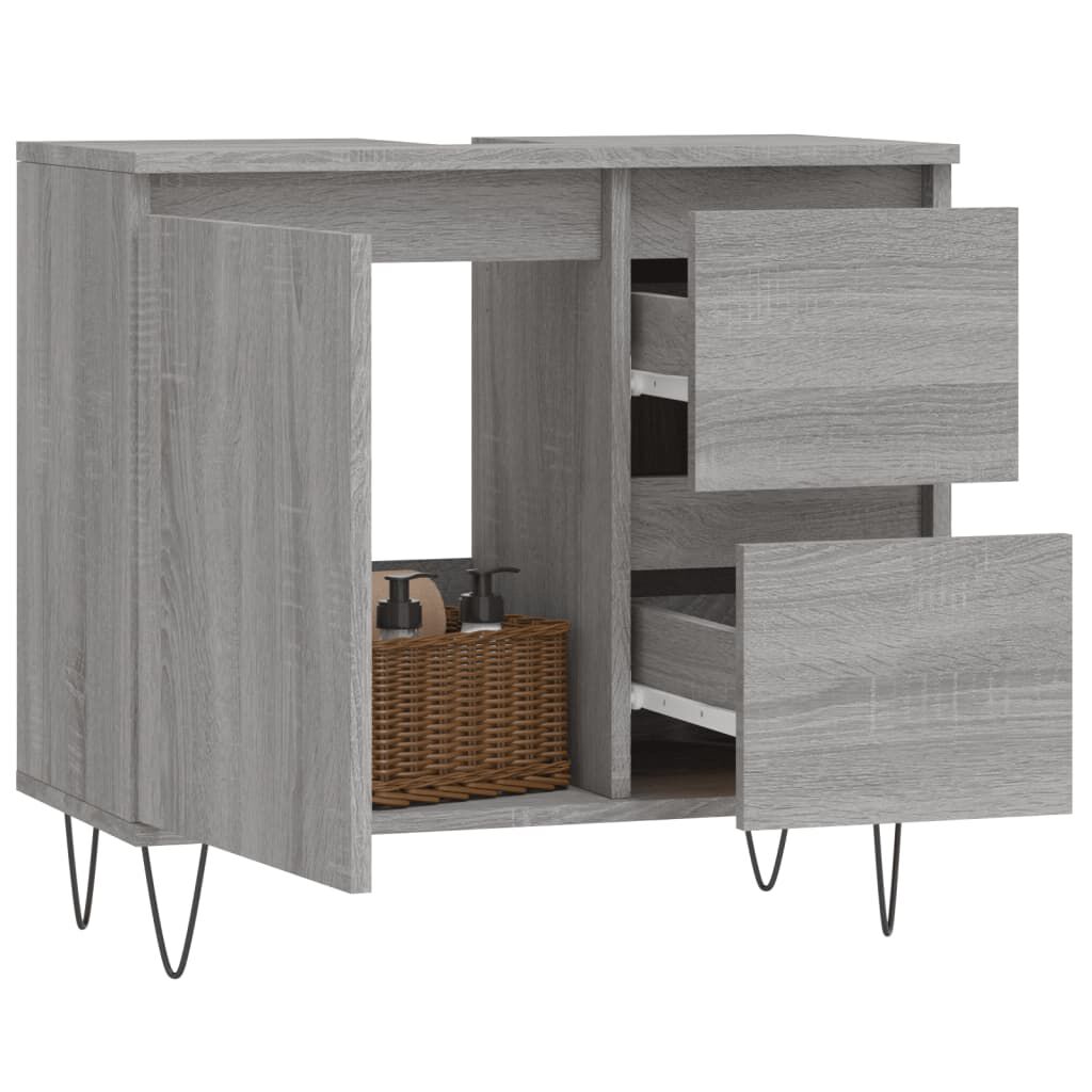vidaXL Ντουλάπι Μπάνιου Γκρι Sonoma 65x33x60 εκ. Επεξεργασμένο Ξύλο