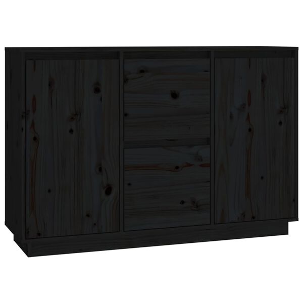 vidaXL Ντουλάπι Μαύρος 111 x 34 x 75 εκ. από Μασίφ Ξύλο Πεύκου